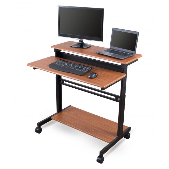 Mobile Fixed-Height Two-Tier Stand Up Desk - Older But Stronger